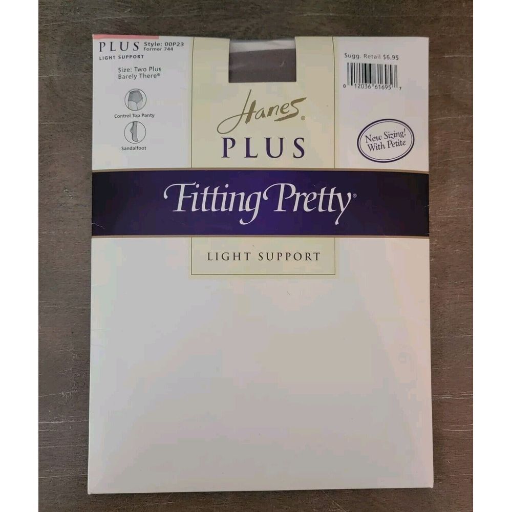 Vtg Hanes Plus Fitting Pretty Two Plus Classic Barely There Pantyhose‎ Sheer